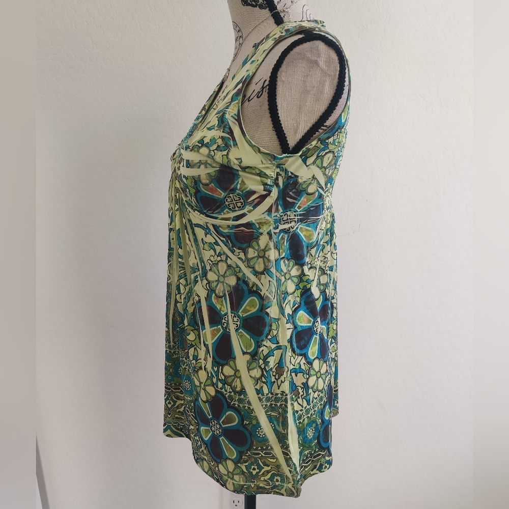 Apt 9 Embellished V-neckline ruched Boho Floral Aztec art to wear blouse_Medium - Picture 2 of 9